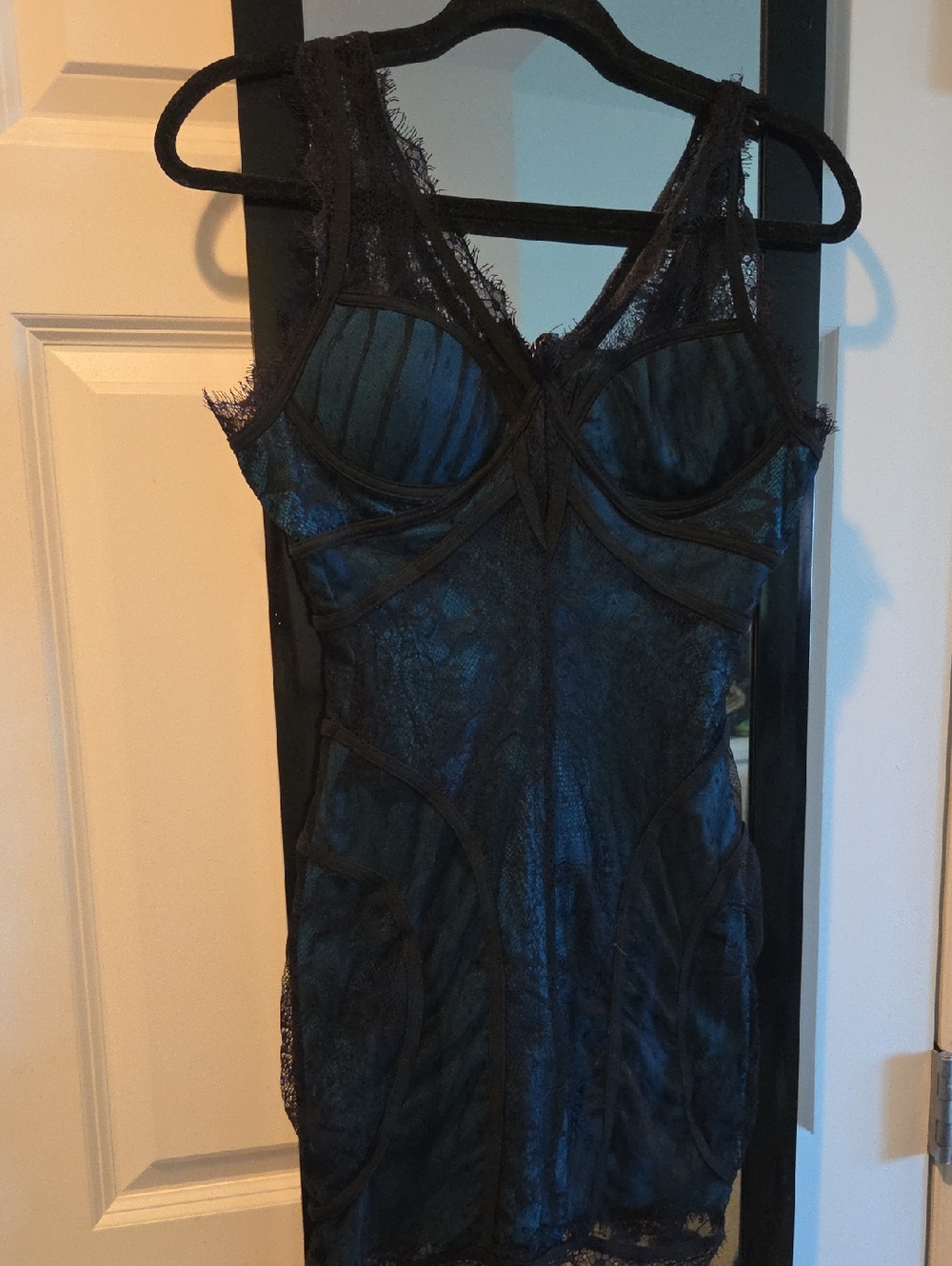 Gracia Black Lace Slip with Sheer Blue Open To Offers